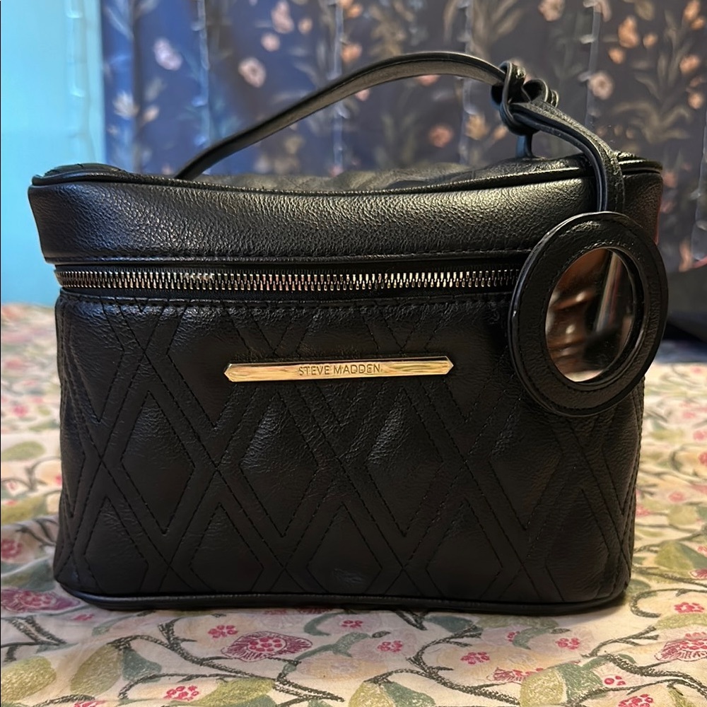 Steve Madden Black Quilted Makeup Bag